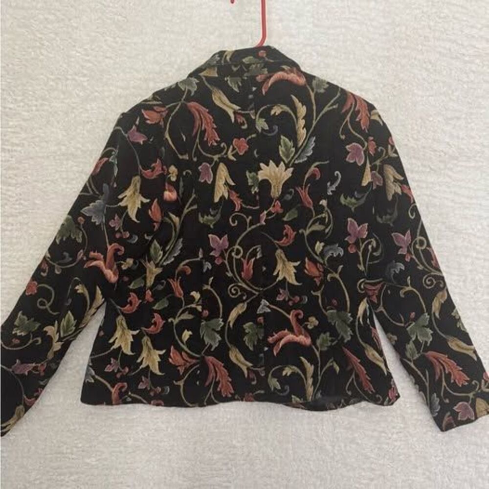 Vintage Erin London Black Floral Tapestry Blazer Jacket Women's Small - Picture 8 of 8
